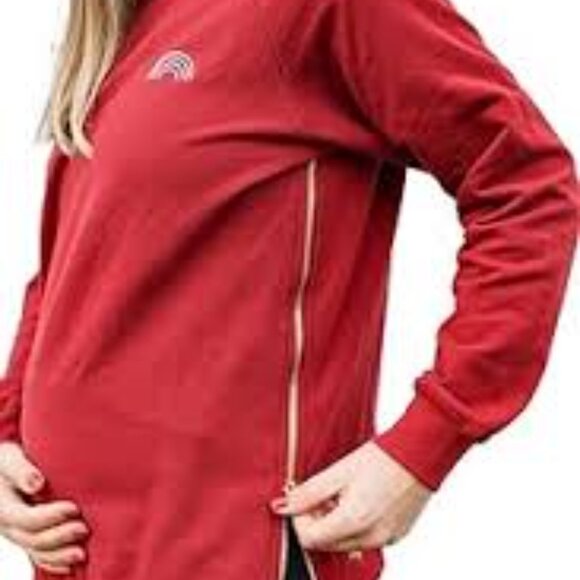 NWT MoveMama Brass Zip Sweatshirt, Burgundy, Size XS - Picture 9 of 11